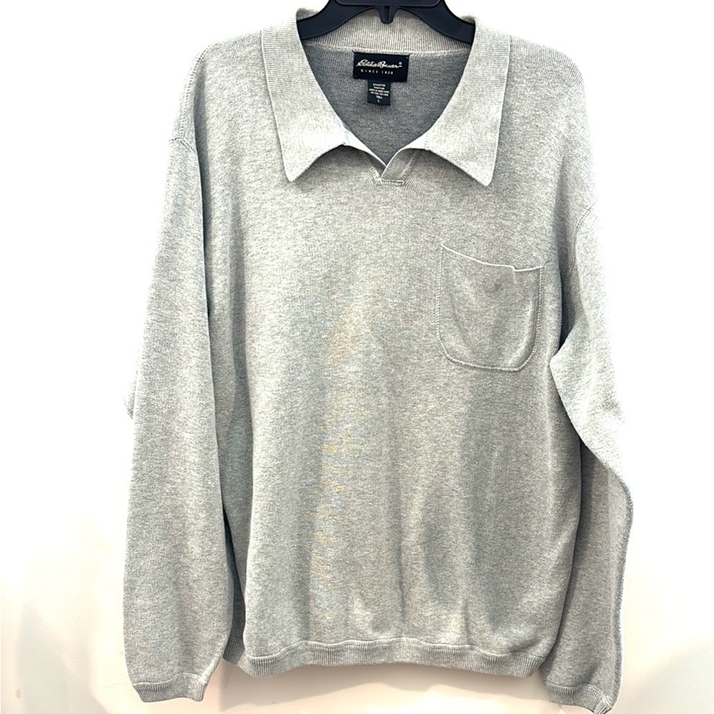 Eddie Bauer Men’s 92% Cotton Size‎ L Gray Sweater